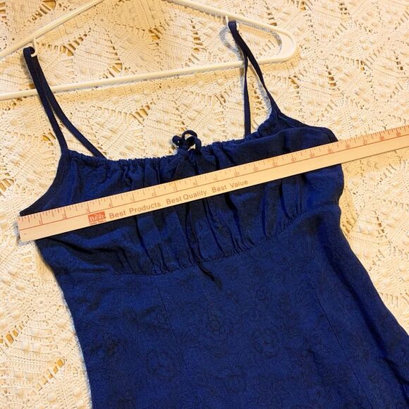 Vintage VTG Y2K xhilaration Dress - Small - Blue Black Floral Cinch Bust Mini - Picture 9 of 10